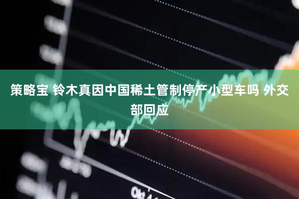 策略宝 铃木真因中国稀土管制停产小型车吗 外交部回应