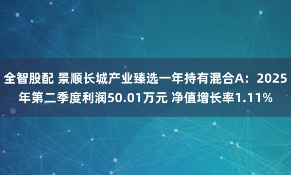 全智股配 景顺长城产业臻选一年持有混合A：2025年第二季度利润50.01万元 净值增长率1.11%
